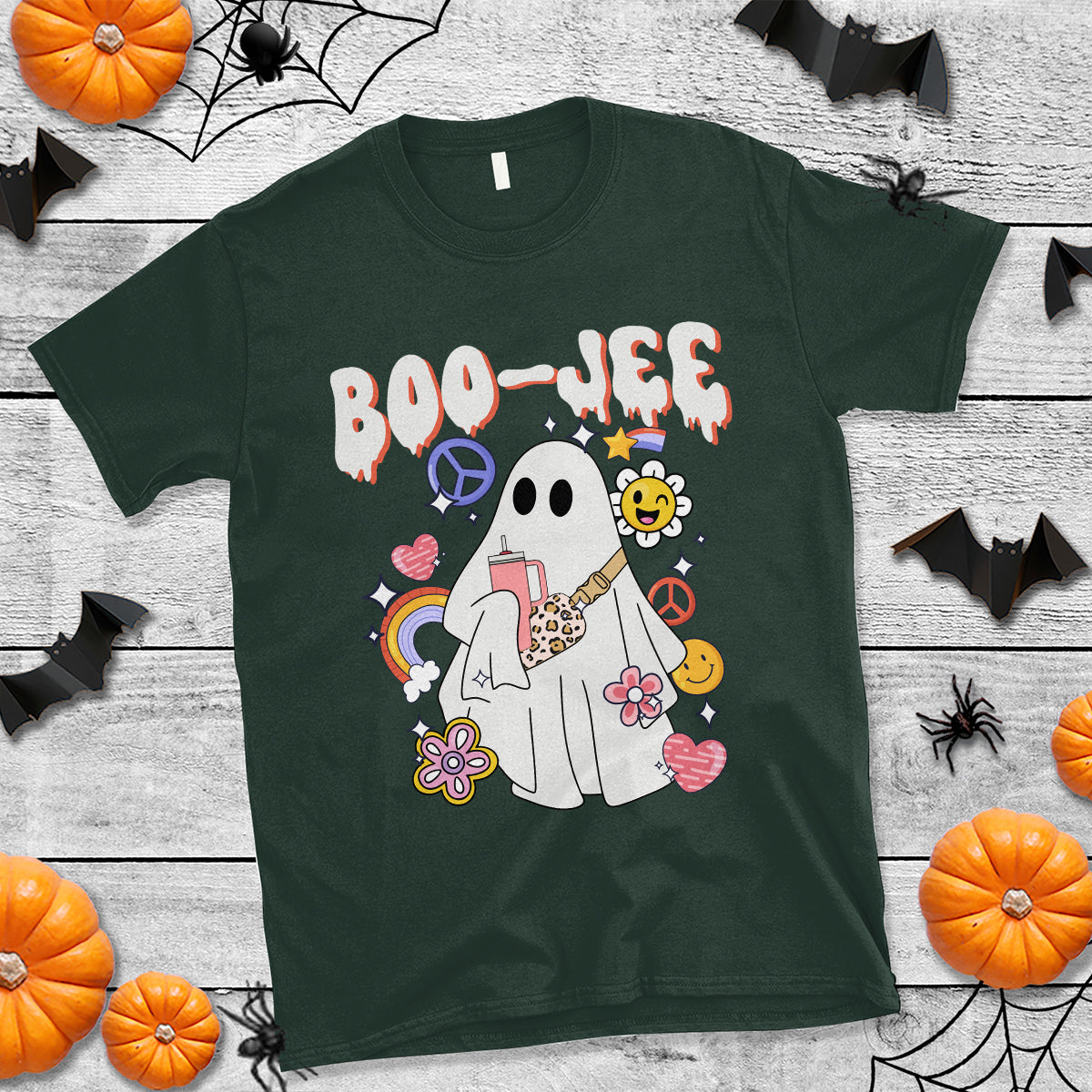 Ghost Halloween Costume T Shirt Spooky Season Hippie Boujee Boo-Jee - Wonder Print Shop