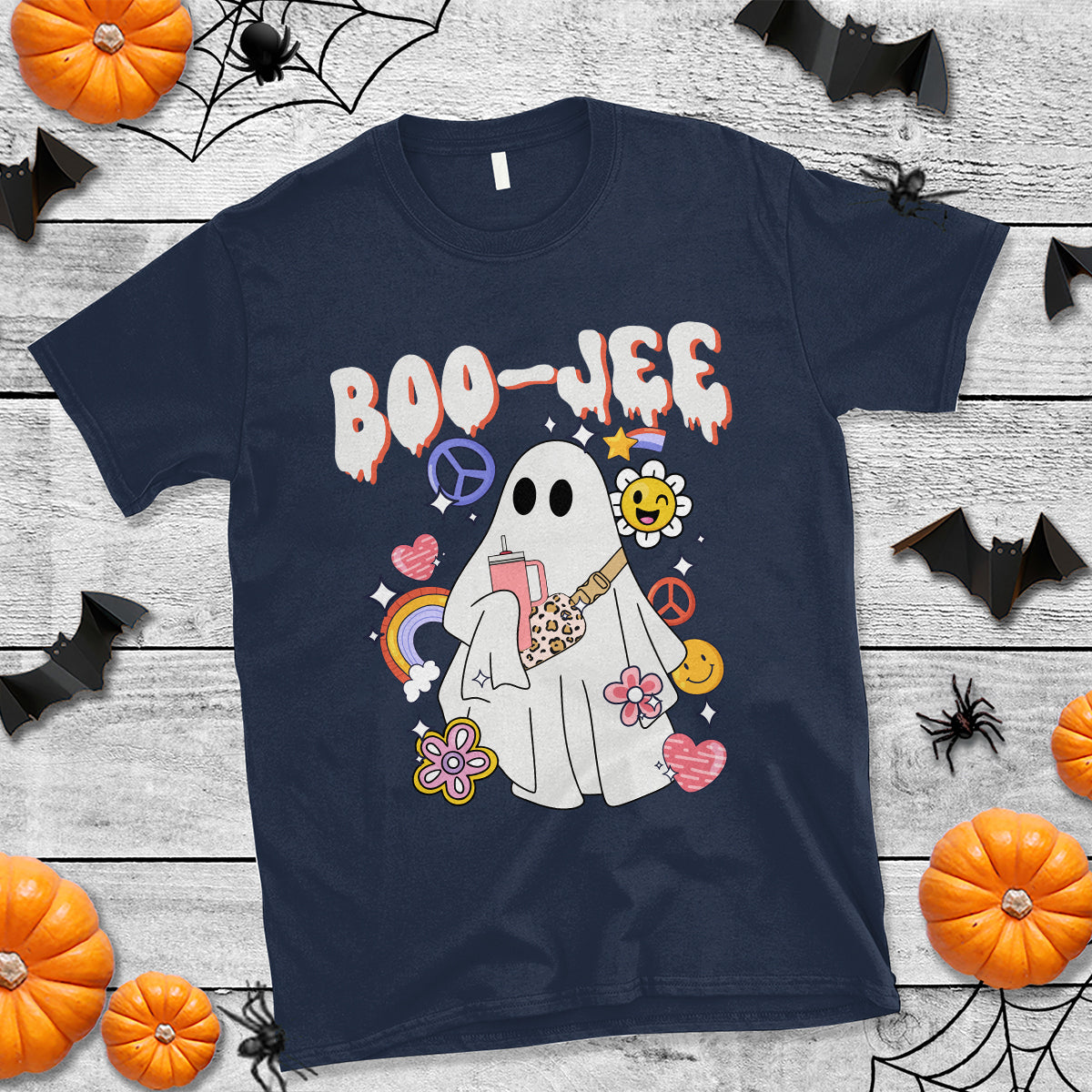 Ghost Halloween Costume T Shirt Spooky Season Hippie Boujee Boo-Jee - Wonder Print Shop