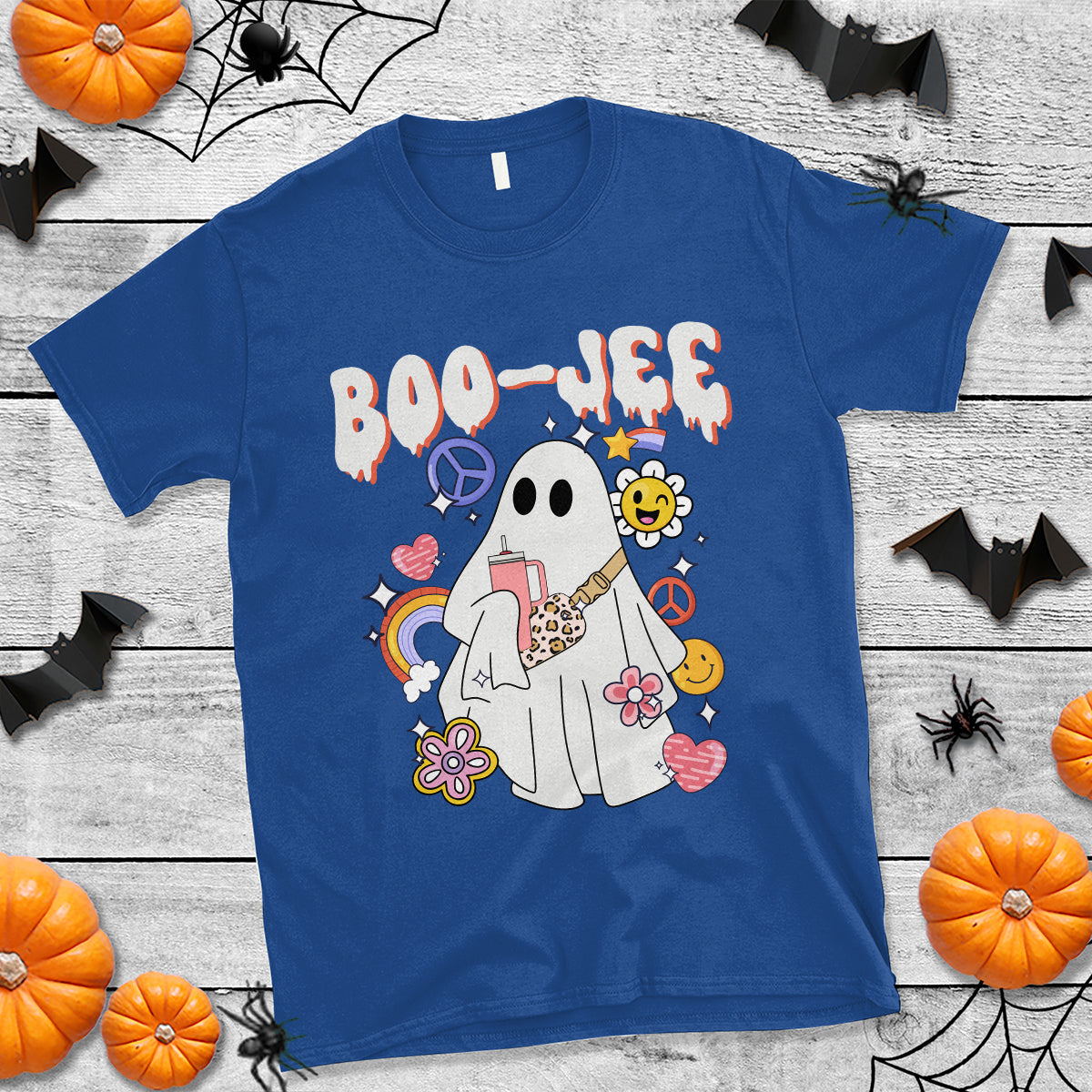 Ghost Halloween Costume T Shirt Spooky Season Hippie Boujee Boo-Jee - Wonder Print Shop