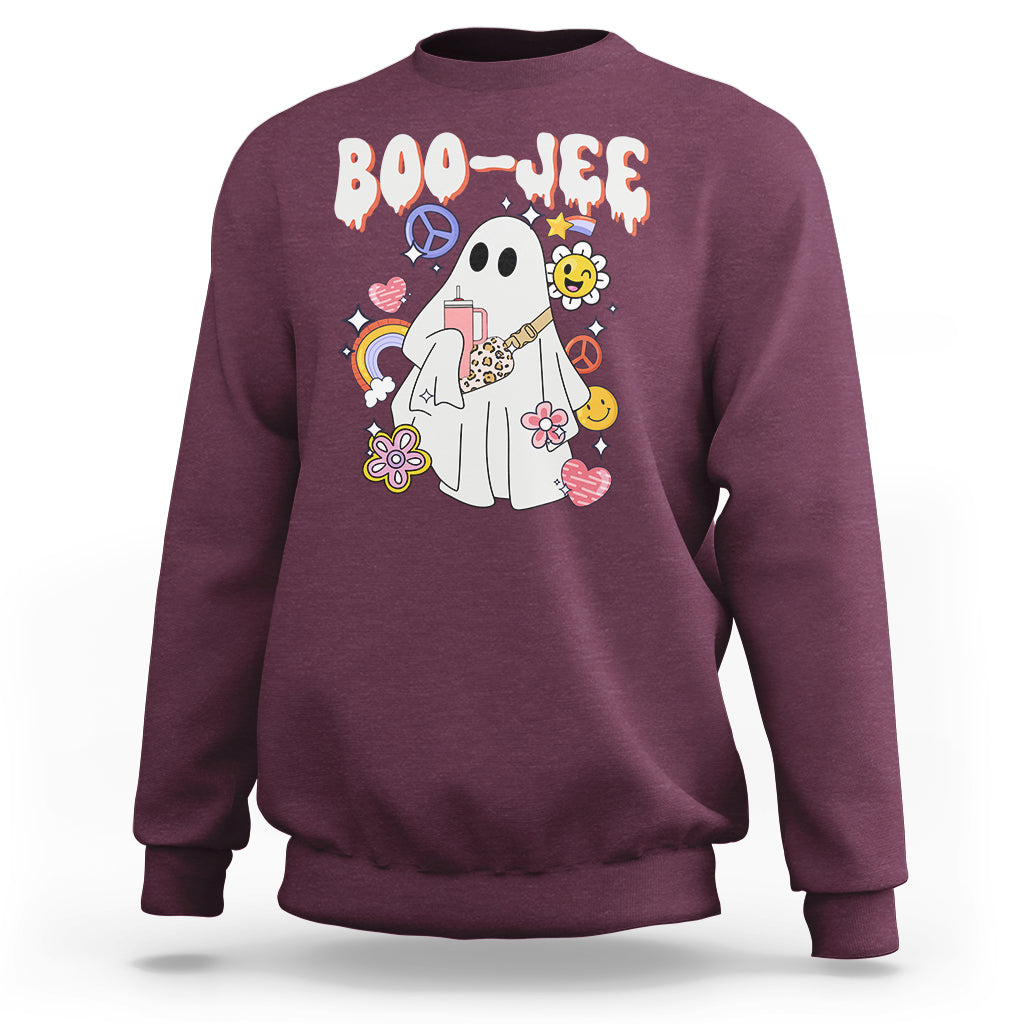 Ghost Halloween Costume Sweatshirt Spooky Season Hippie Boujee Boo-Jee - Wonder Print Shop