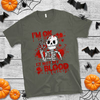 Funny Skeleton T Shirt I'm Ok It's Not My Blood Halloween Joke - Wonder Print Shop