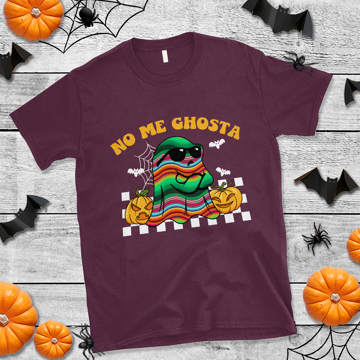 Mexican Ghost T Shirt No Me Ghosta Funny Halloween Ghost Retro Boo Sheet - Wonder Print Shop