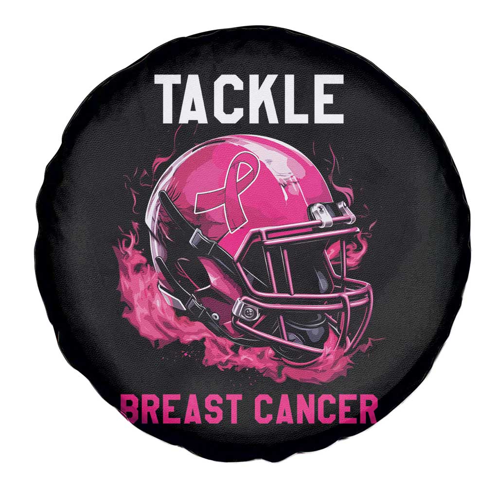 Tackle Breast Cancer Spare Tire Cover Pink Ribbon Football Lover