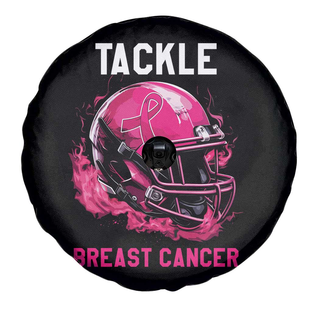 Tackle Breast Cancer Spare Tire Cover Pink Ribbon Football Lover