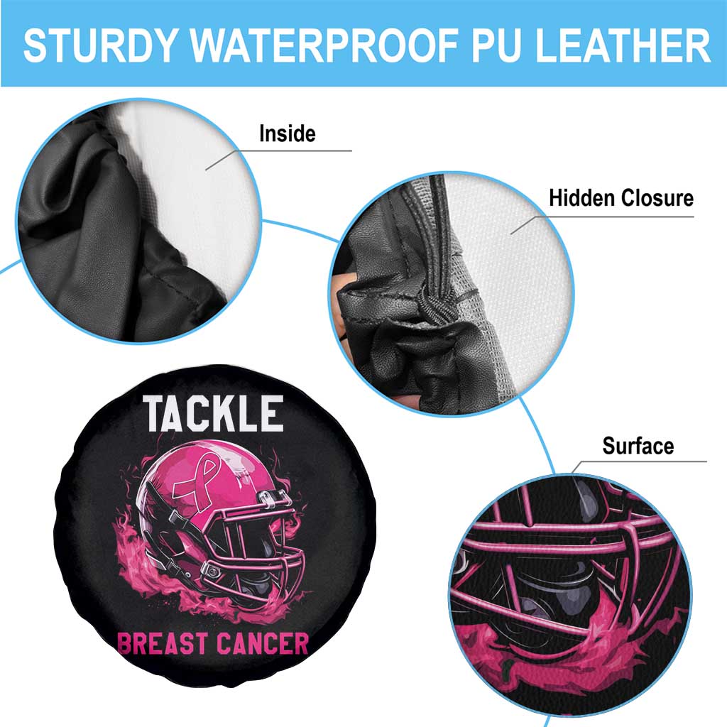 Tackle Breast Cancer Spare Tire Cover Pink Ribbon Football Lover