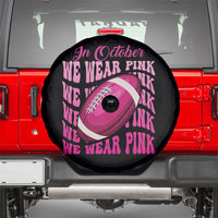 Breast Cancer Football Spare Tire Cover In October We Wear Pink Rugby Retro Groovy