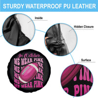 Breast Cancer Football Spare Tire Cover In October We Wear Pink Rugby Retro Groovy