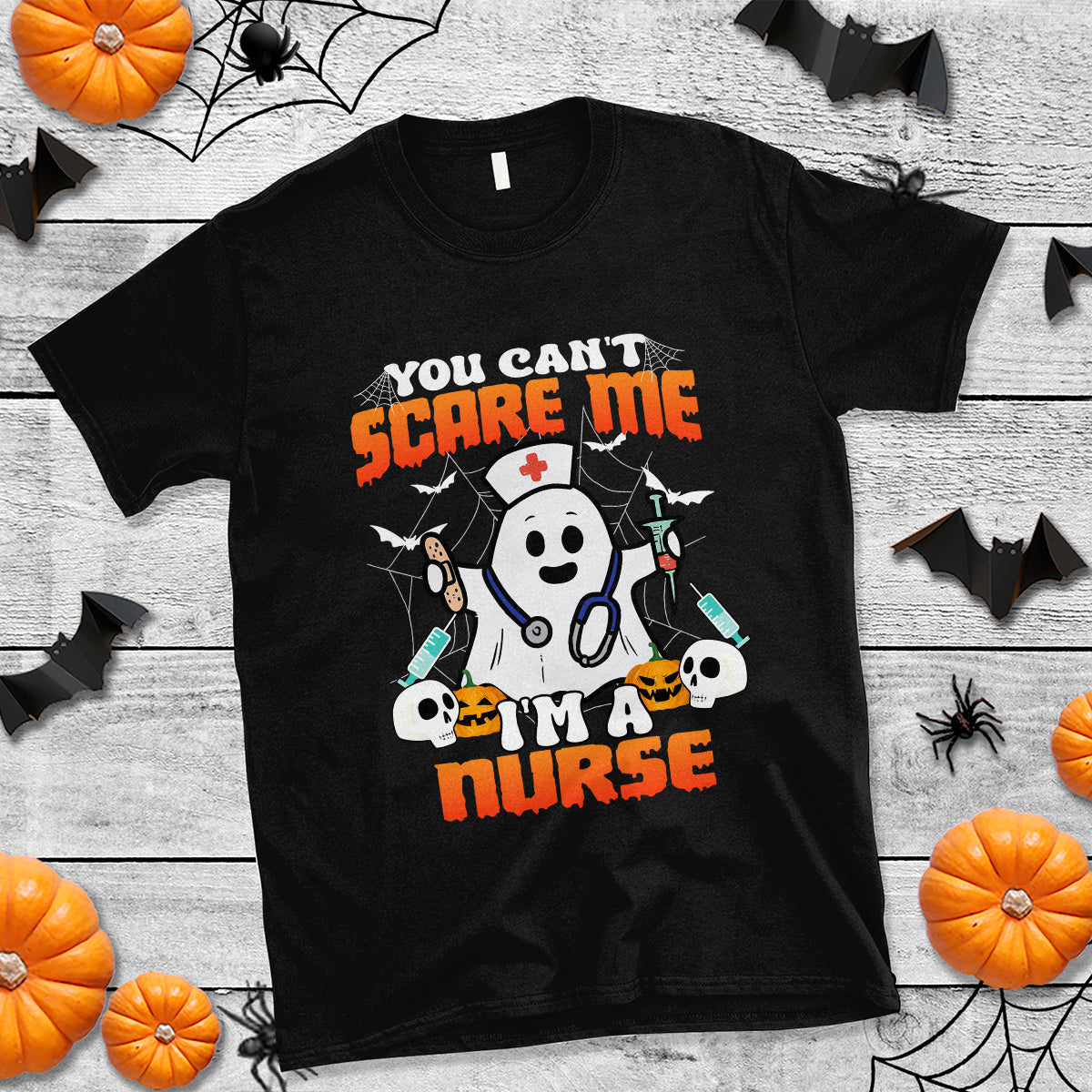 Halloween Nurse T Shirt You Can't Scare Me I'm A Nurse RN Boo Sheet Ghost - Wonder Print Shop