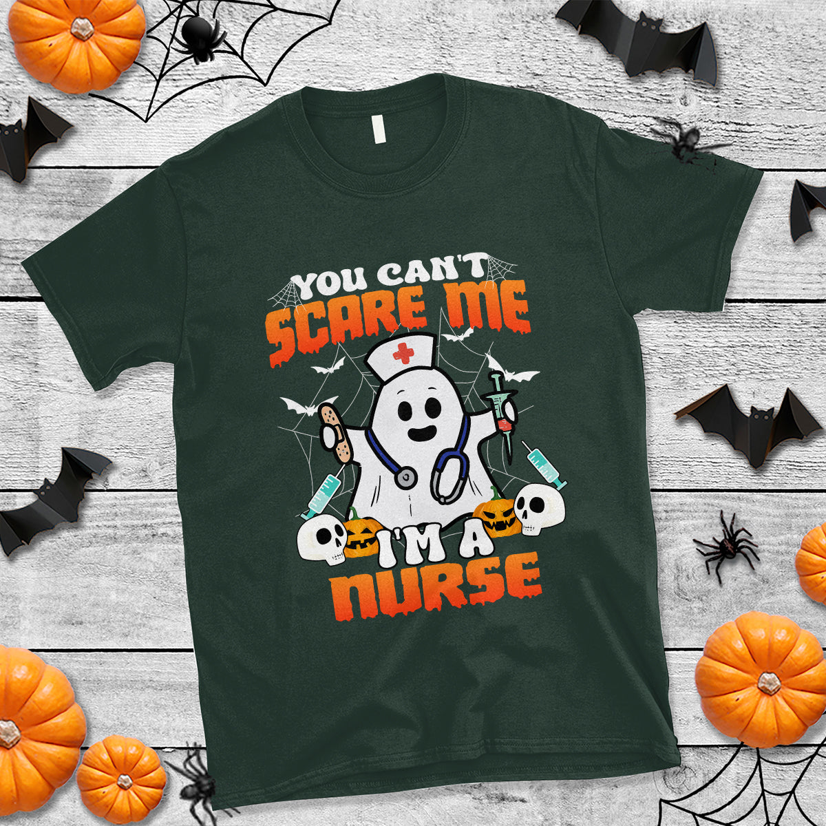 Halloween Nurse T Shirt You Can't Scare Me I'm A Nurse RN Boo Sheet Ghost - Wonder Print Shop