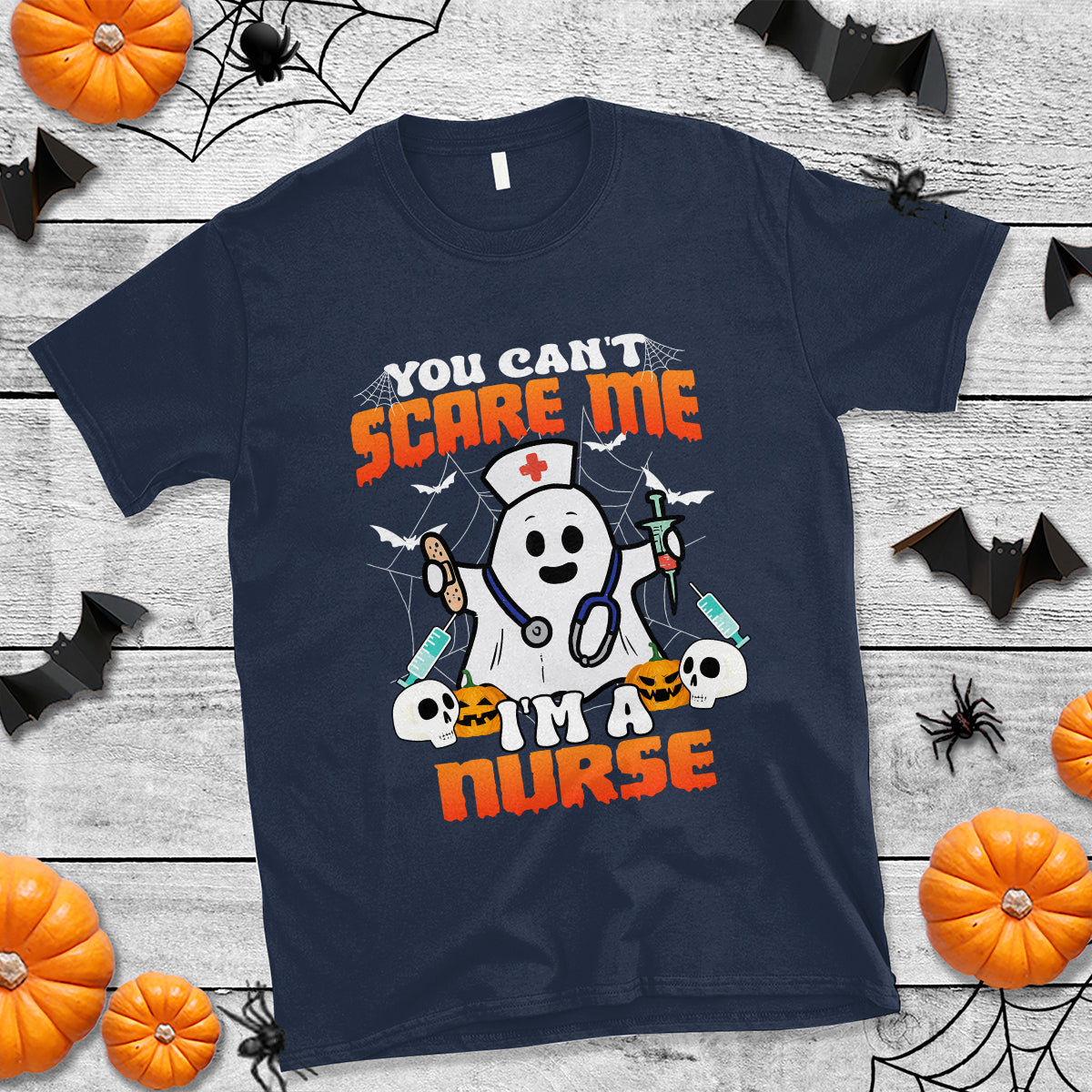 Halloween Nurse T Shirt You Can't Scare Me I'm A Nurse RN Boo Sheet Ghost - Wonder Print Shop