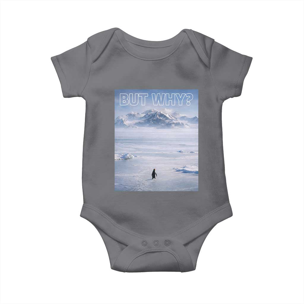 Funny Nihilist Penguin But Why Meme Baby Onesie Existential Arctic Scene Icy Wilderness Quiet Thinkers