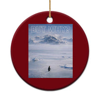 Funny Nihilist Penguin But Why Meme Ceramic Ornament Existential Arctic Scene Icy Wilderness Quiet Thinkers