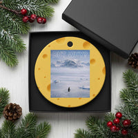 Funny Nihilist Penguin But Why Meme Ceramic Ornament Existential Arctic Scene Icy Wilderness Quiet Thinkers