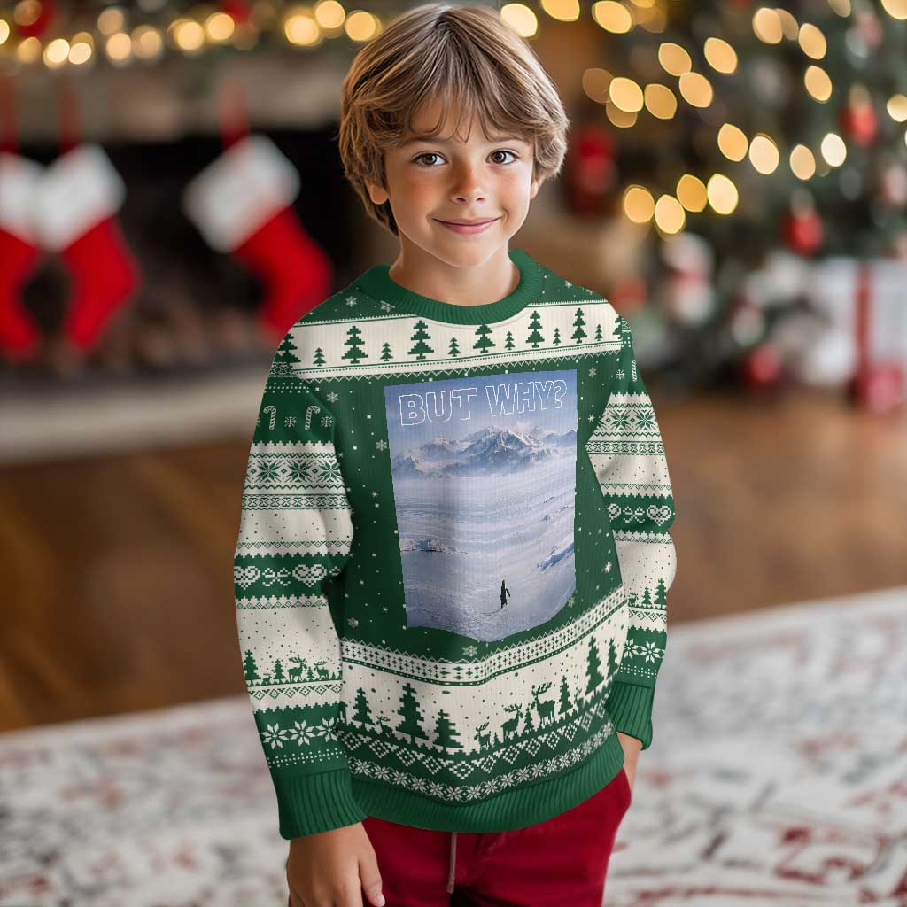 Funny Nihilist Penguin But Why Meme Ugly Christmas Sweater Existential Arctic Scene Icy Wilderness Quiet Thinkers