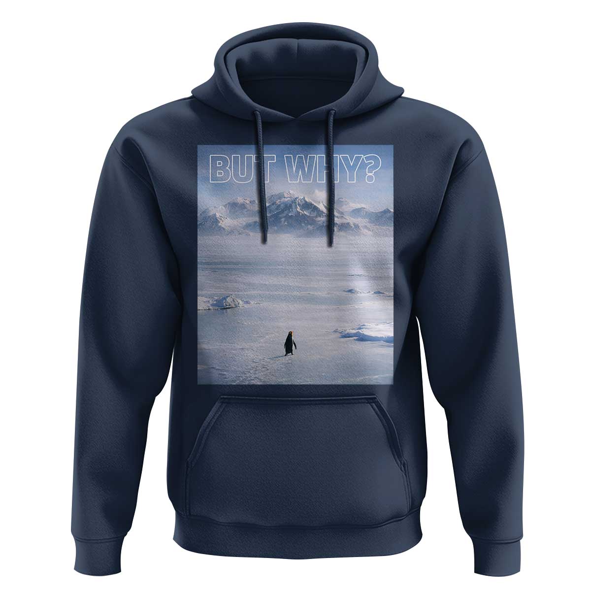 Funny Nihilist Penguin But Why Meme Hoodie Existential Arctic Scene Icy Wilderness Quiet Thinkers