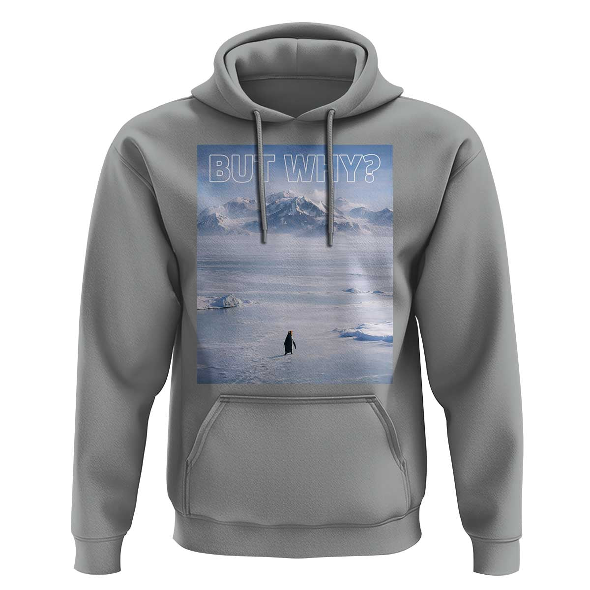 Funny Nihilist Penguin But Why Meme Hoodie Existential Arctic Scene Icy Wilderness Quiet Thinkers