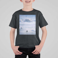Funny Nihilist Penguin But Why Meme T Shirt For Kid Existential Arctic Scene Icy Wilderness Quiet Thinkers