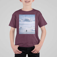 Funny Nihilist Penguin But Why Meme T Shirt For Kid Existential Arctic Scene Icy Wilderness Quiet Thinkers