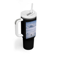 Funny Nihilist Penguin But Why Meme Tumbler With Handle Existential Arctic Scene Icy Wilderness Quiet Thinkers