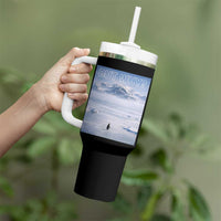 Funny Nihilist Penguin But Why Meme Tumbler With Handle Existential Arctic Scene Icy Wilderness Quiet Thinkers