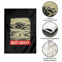 Retro Nihilist Penguin But Why Meme Garden Flag Distressed Existential Moody Vintage Quiet Thinkers