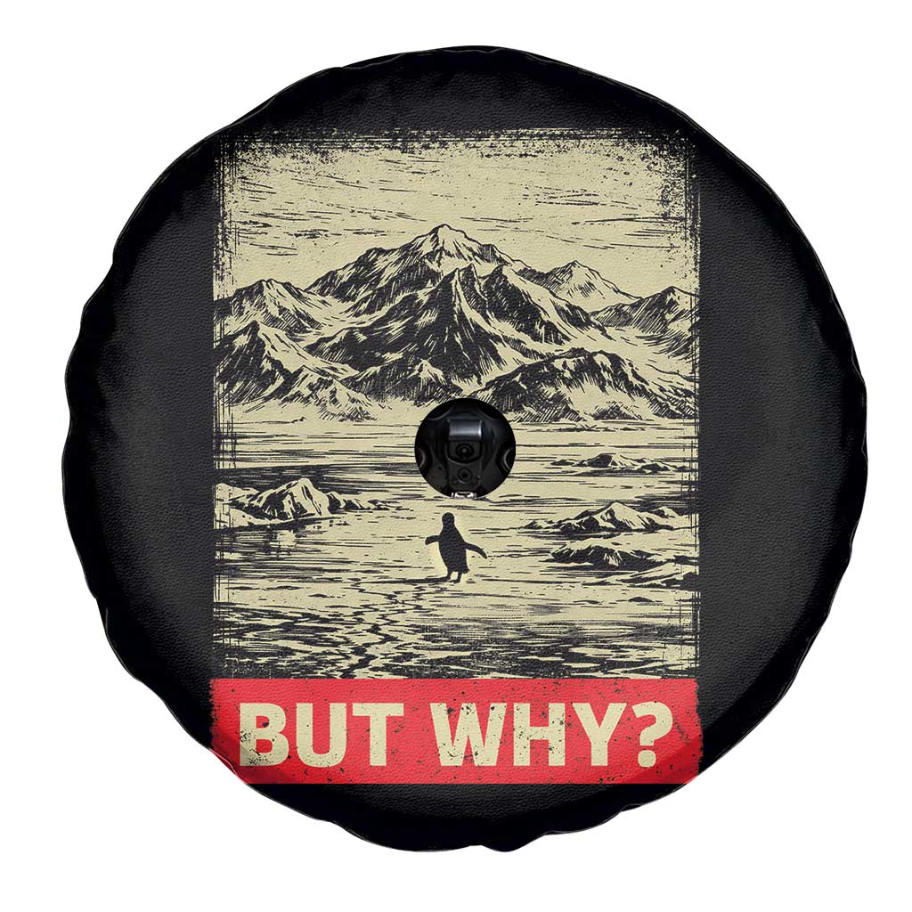 Retro Nihilist Penguin But Why Meme Spare Tire Cover Distressed Existential Moody Vintage Quiet Thinkers