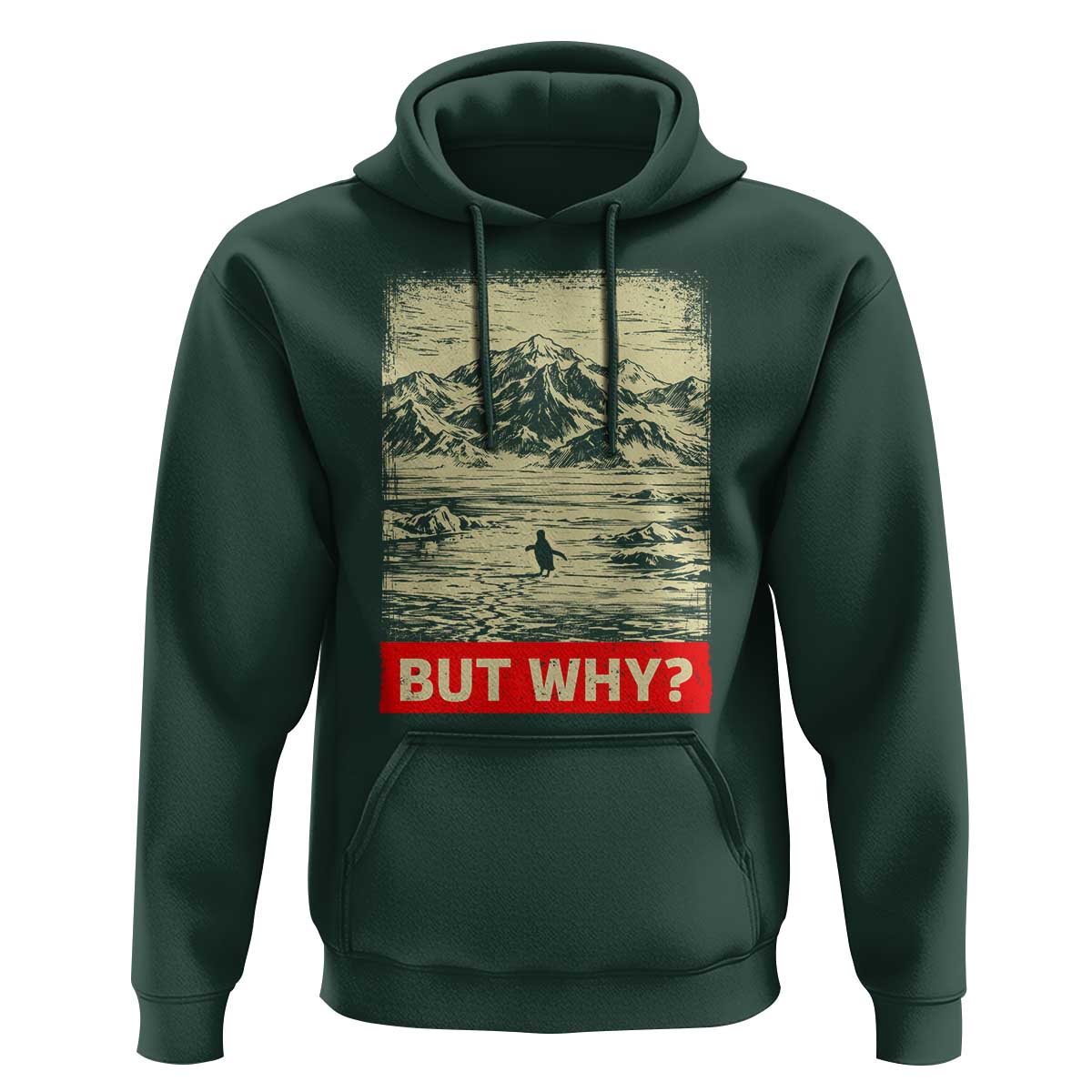 Retro Nihilist Penguin But Why Meme Hoodie Distressed Existential Moody Vintage Quiet Thinkers