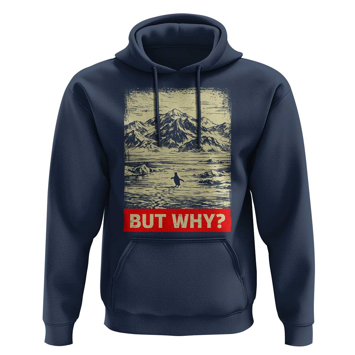 Retro Nihilist Penguin But Why Meme Hoodie Distressed Existential Moody Vintage Quiet Thinkers