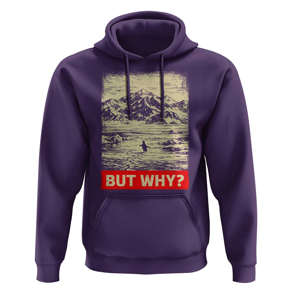 Retro Nihilist Penguin But Why Meme Hoodie Distressed Existential Moody Vintage Quiet Thinkers