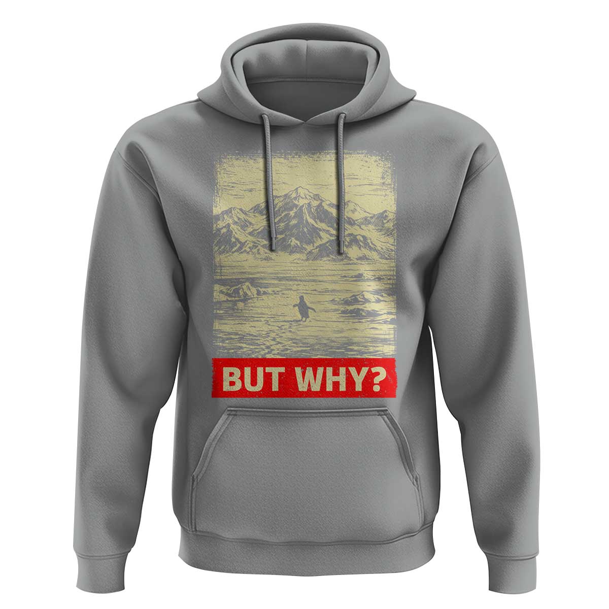 Retro Nihilist Penguin But Why Meme Hoodie Distressed Existential Moody Vintage Quiet Thinkers
