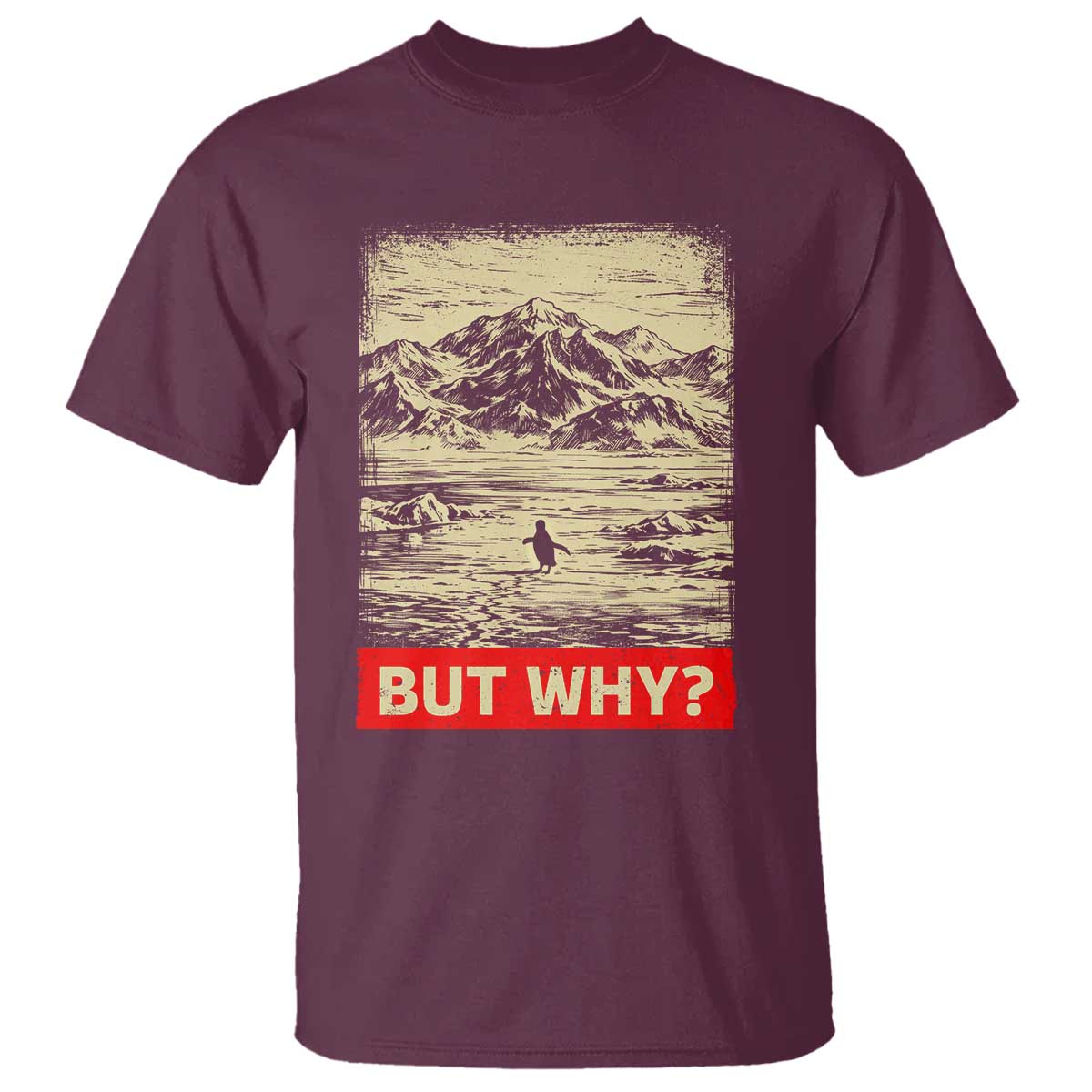 Retro Nihilist Penguin But Why Meme T Shirt Distressed Existential Moody Vintage Quiet Thinkers