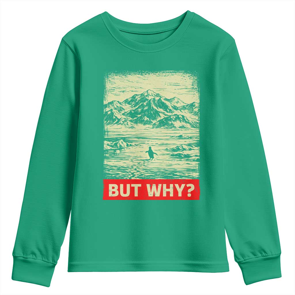 Retro Nihilist Penguin But Why Meme Youth Sweatshirt Distressed Existential Moody Vintage Quiet Thinkers
