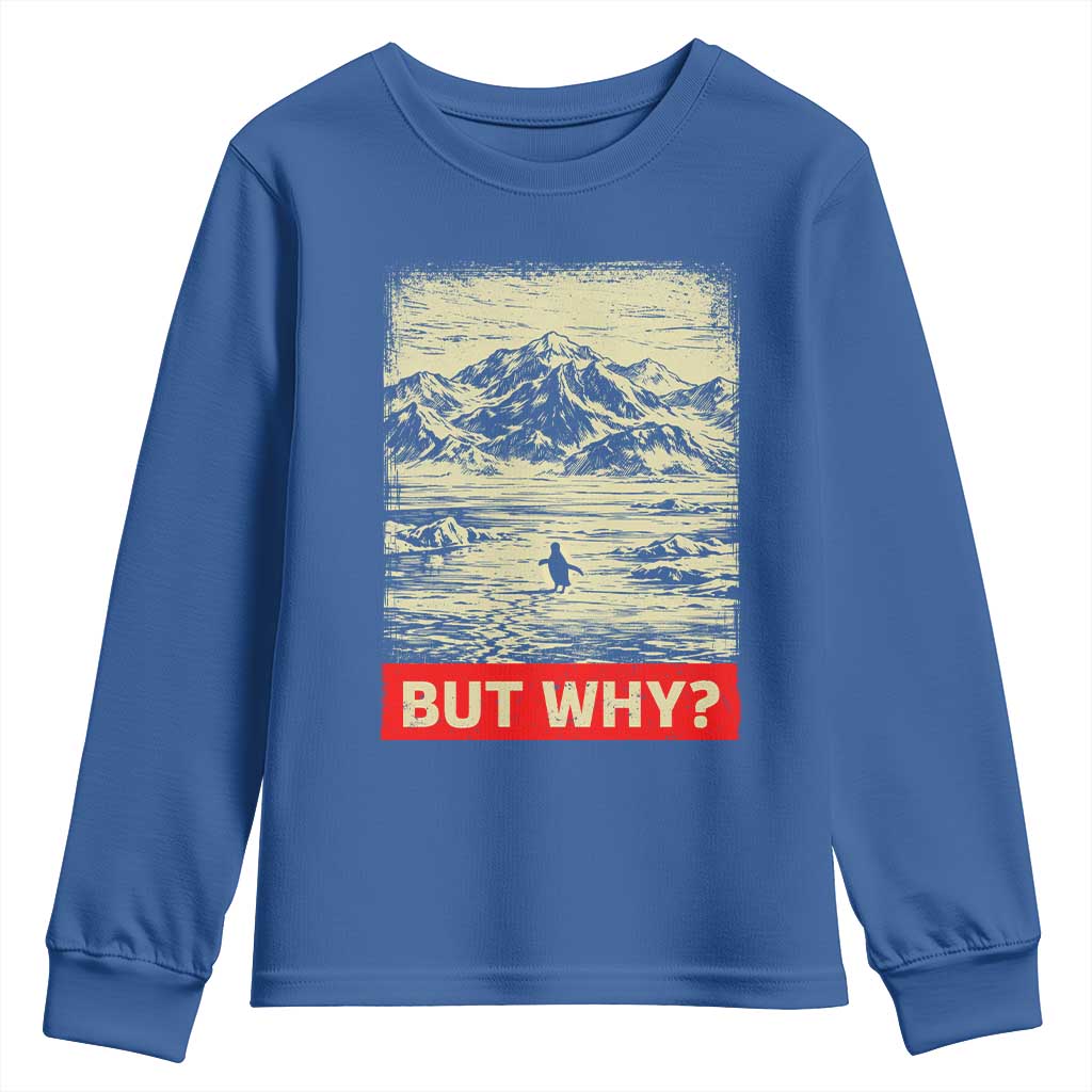 Retro Nihilist Penguin But Why Meme Youth Sweatshirt Distressed Existential Moody Vintage Quiet Thinkers