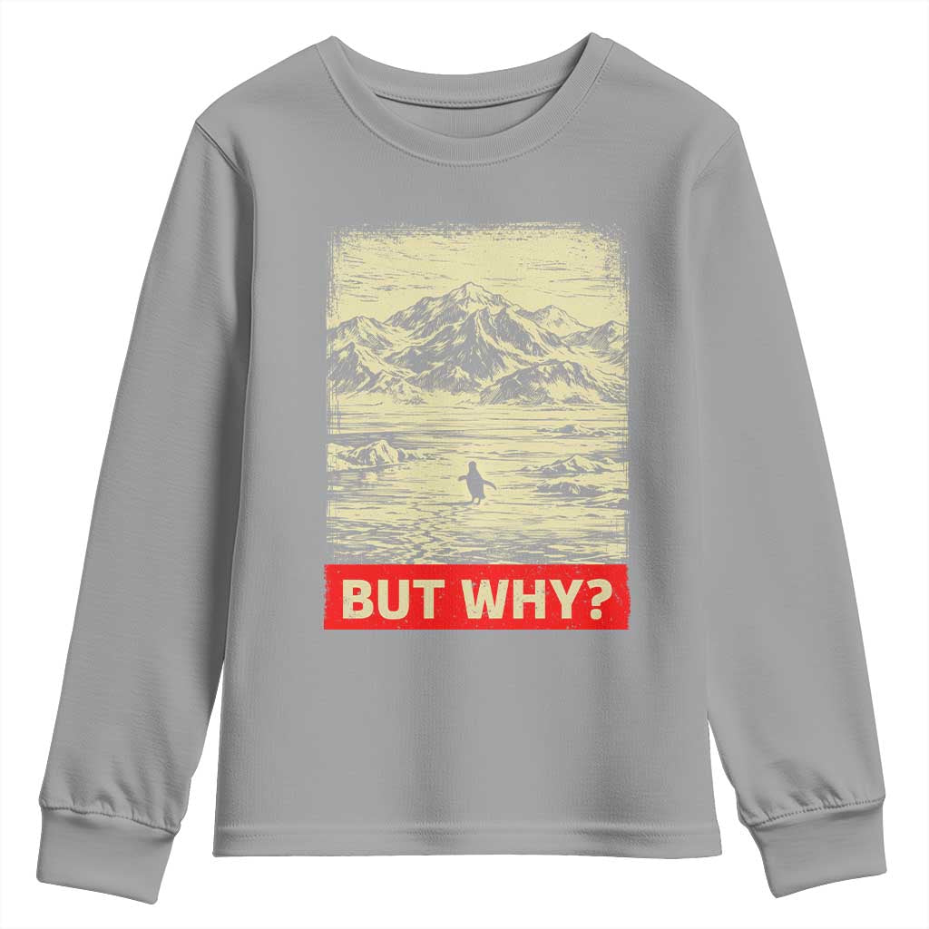 Retro Nihilist Penguin But Why Meme Youth Sweatshirt Distressed Existential Moody Vintage Quiet Thinkers