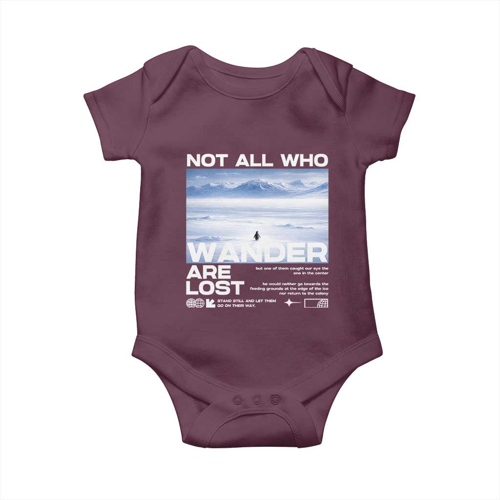 Not All Those Who Wander Are Lost Nihilist Penguin Baby Onesie Existential Deep Emotional Meme Deep Thinkers