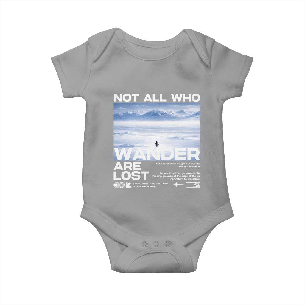 Not All Those Who Wander Are Lost Nihilist Penguin Baby Onesie Existential Deep Emotional Meme Deep Thinkers