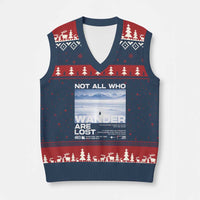 Not All Those Who Wander Are Lost Nihilist Penguin V-Neck Knit Sweater Vest Existential Deep Emotional Meme Deep Thinkers