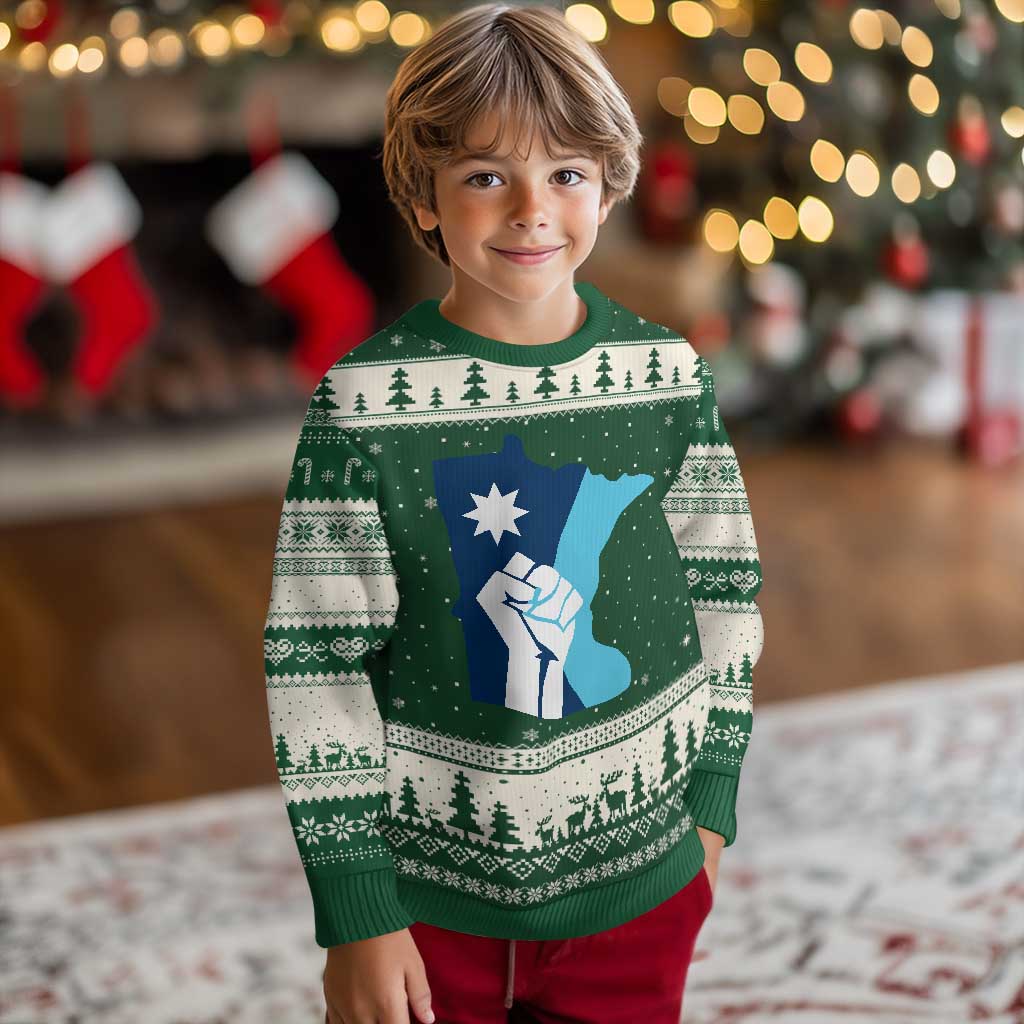 Minnesota Strong Fist Power Graphic Ugly Christmas Sweater Social Justice Solidarity