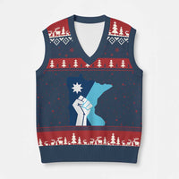 Minnesota Strong Fist Power Graphic V-Neck Knit Sweater Vest Social Justice Solidarity