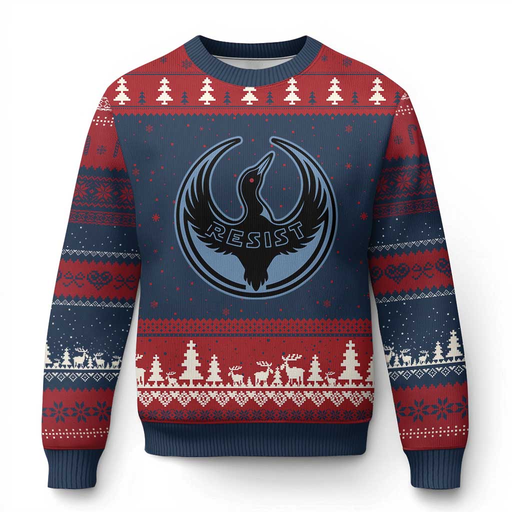 Minnesota Resist Loon Rebellion Emblem Ugly Christmas Sweater