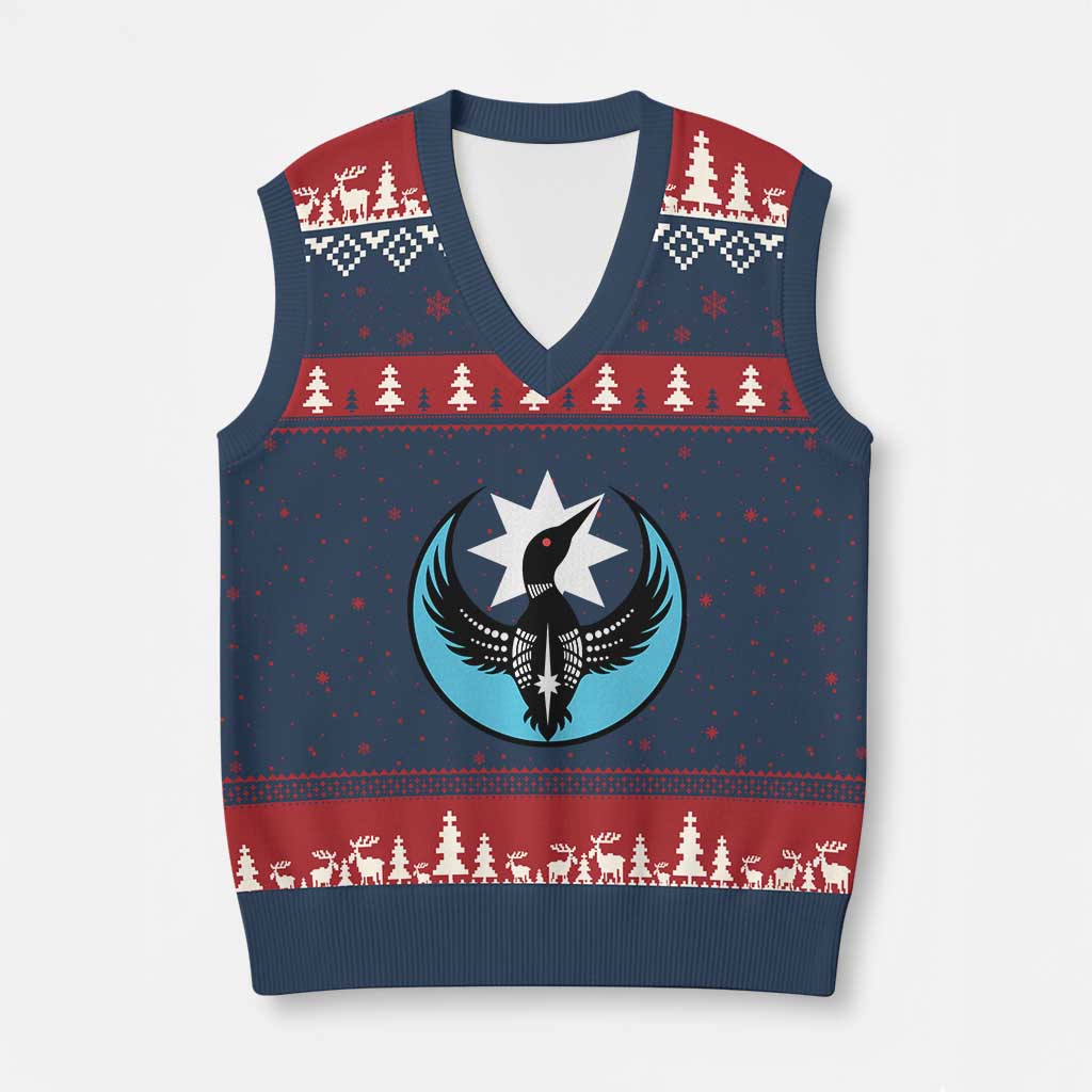 Minnesota Rebel Loon Star Emblem V-Neck Knit Sweater Vest Rebellion Symbolic Unity Graphic