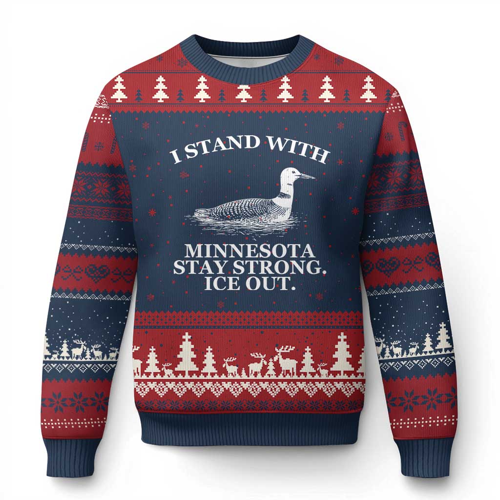 I Stand With Minnesota Resist Loon Ugly Christmas Sweater Stay Strong Ice Out Protest