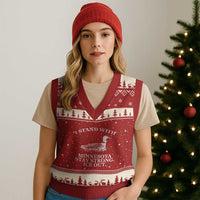 I Stand With Minnesota Resist Loon V-Neck Knit Sweater Vest Stay Strong Ice Out Protest