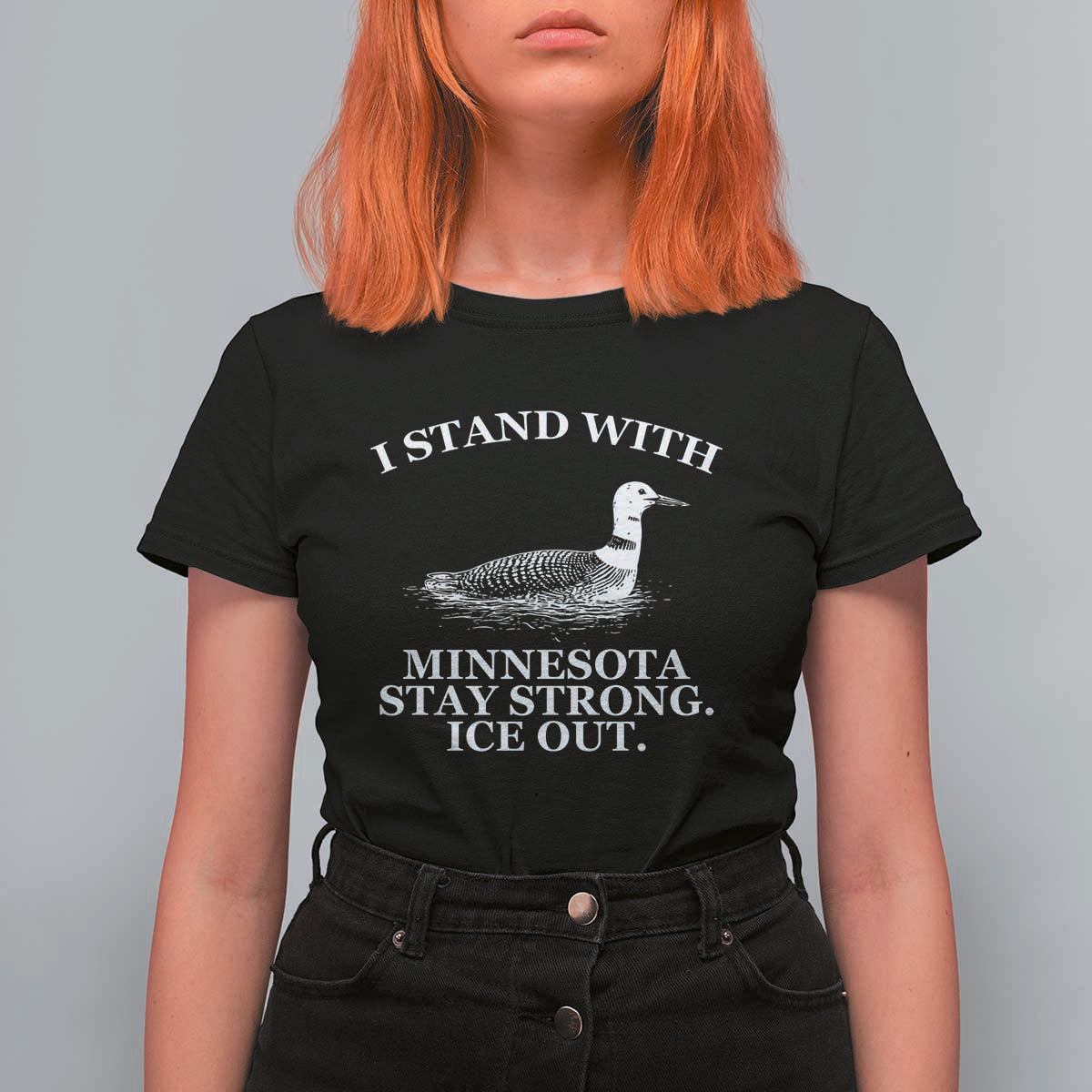 I Stand With Minnesota Resist Loon T Shirt For Women Stay Strong Ice Out Protest