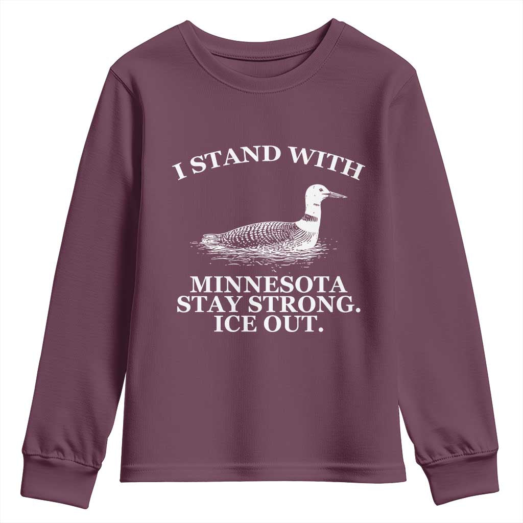 I Stand With Minnesota Resist Loon Youth Sweatshirt Stay Strong Ice Out Protest