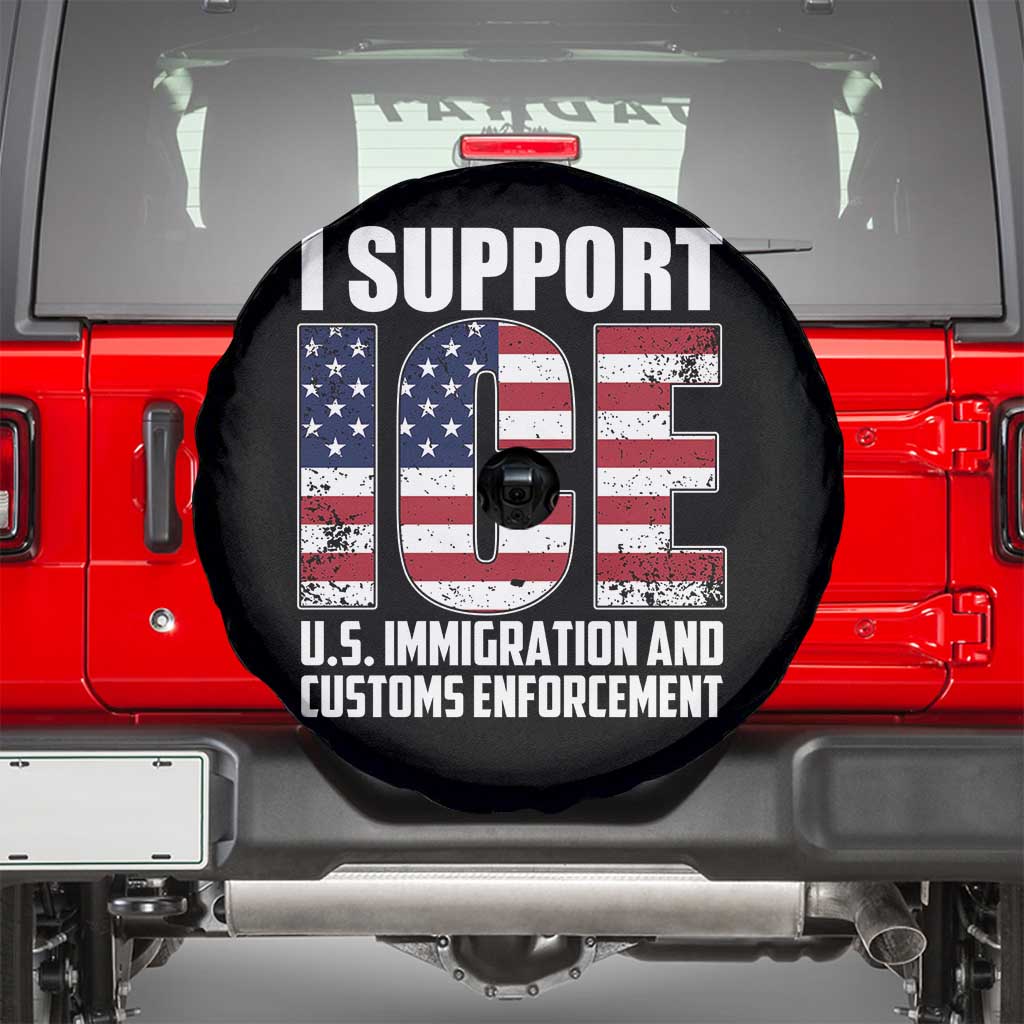 I Support ICE Patriotic Law Enforcement American Flag Spare Tire Cover