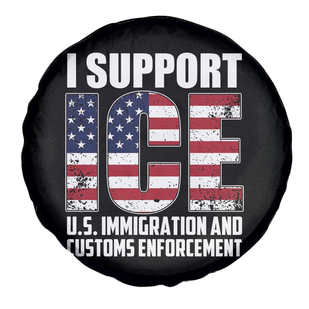 I Support ICE Patriotic Law Enforcement American Flag Spare Tire Cover