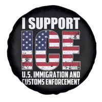 I Support ICE Patriotic Law Enforcement American Flag Spare Tire Cover