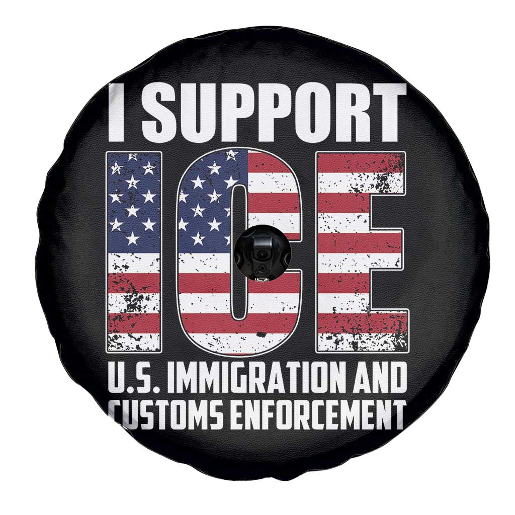 I Support ICE Patriotic Law Enforcement American Flag Spare Tire Cover