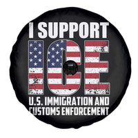 I Support ICE Patriotic Law Enforcement American Flag Spare Tire Cover